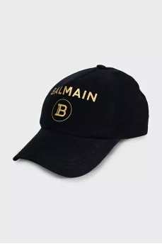 Black cap with gold embroidery