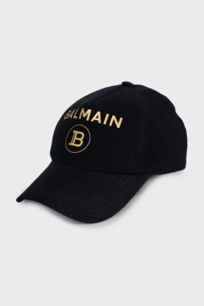 Black cap with gold embroidery