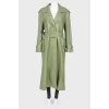Khaki leather cloak on buttons