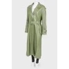 Khaki leather cloak on buttons