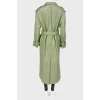 Khaki leather cloak on buttons