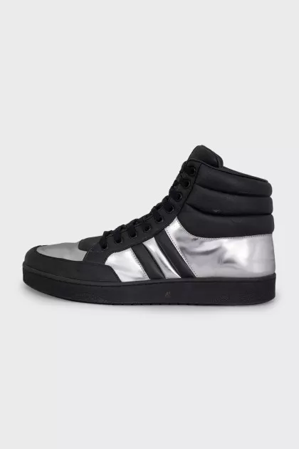 Men's silver leather sneakers