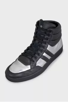 Men's silver leather sneakers
