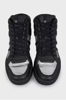 Men's silver leather sneakers