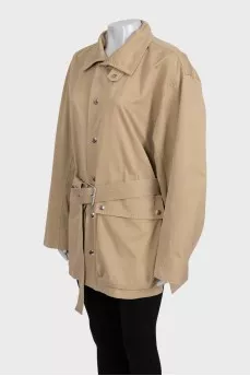 Cropped beige coat with buttons