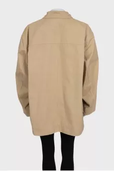 Cropped beige coat with buttons