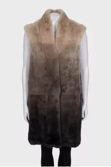 Straight cut rabbit fur vest