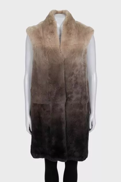 Straight cut rabbit fur vest