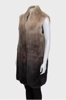 Straight cut rabbit fur vest