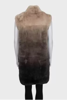 Straight cut rabbit fur vest