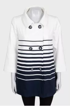 White straight-cut jacket with a striped print