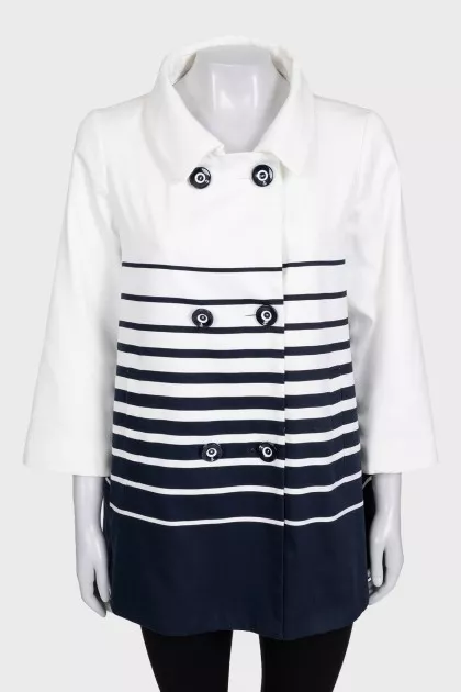 White straight-cut jacket with a striped print