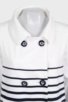 White straight-cut jacket with a striped print