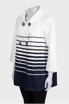 White straight-cut jacket with a striped print