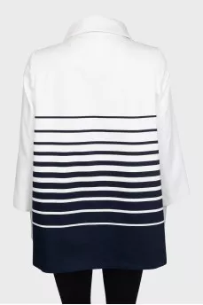 White straight-cut jacket with a striped print