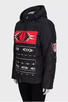 Fitted down jacket decorated with embroidery