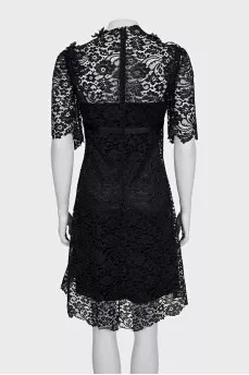 Black lace dress with short sleeves