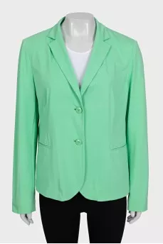 Green single-breasted jacket with tag
