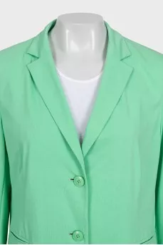 Green single-breasted jacket with tag