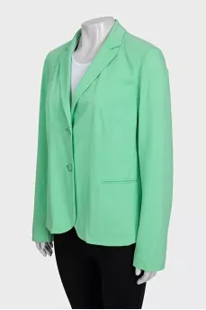 Green single-breasted jacket with tag