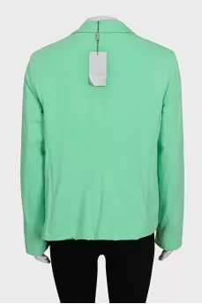 Green single-breasted jacket with tag