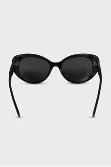 Black cat eye sunglasses with gold logo