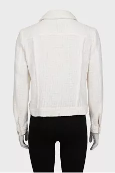 White tweed button-down jacket