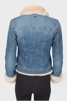 Denim jacket with artificial fur