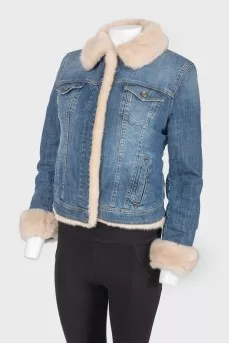 Denim jacket with artificial fur