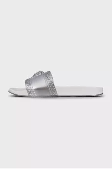 Men's silver flip-flops
