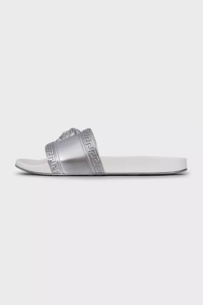 Men's silver flip-flops