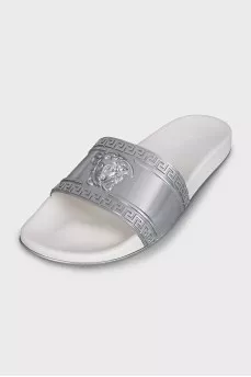 Men's silver flip-flops