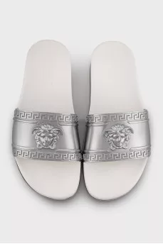 Men's silver flip-flops