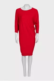 Red tapered wool dress