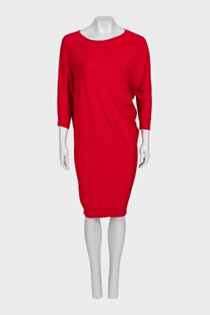 Red tapered wool dress