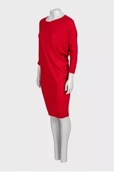 Red tapered wool dress
