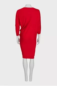 Red tapered wool dress