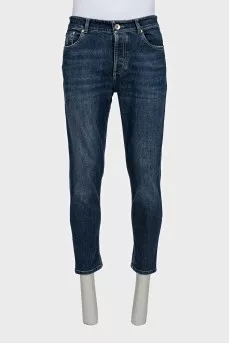 Мужские темно-синие джинсы skinny fit