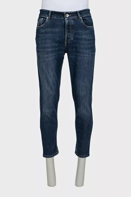 Мужские темно-синие джинсы skinny fit