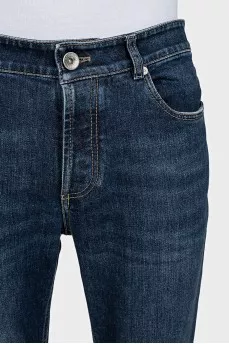 Мужские темно-синие джинсы skinny fit