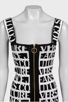 Bodycon dress with signature print and tag