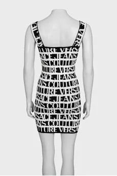 Bodycon dress with signature print and tag