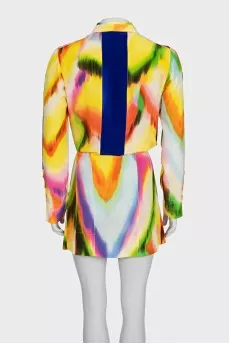 Printed silk dress with long sleeves