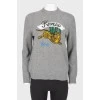 Print wool jumper