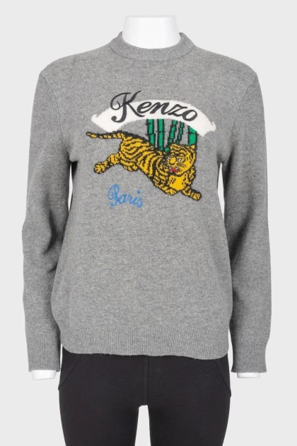 Print wool jumper