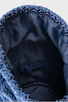 Синяя бархатная косметичка