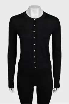 Cropped black cashmere cardigan