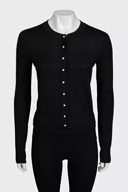 Cropped black cashmere cardigan