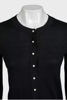 Cropped black cashmere cardigan