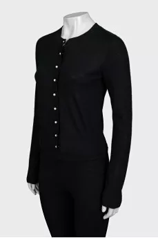 Cropped black cashmere cardigan